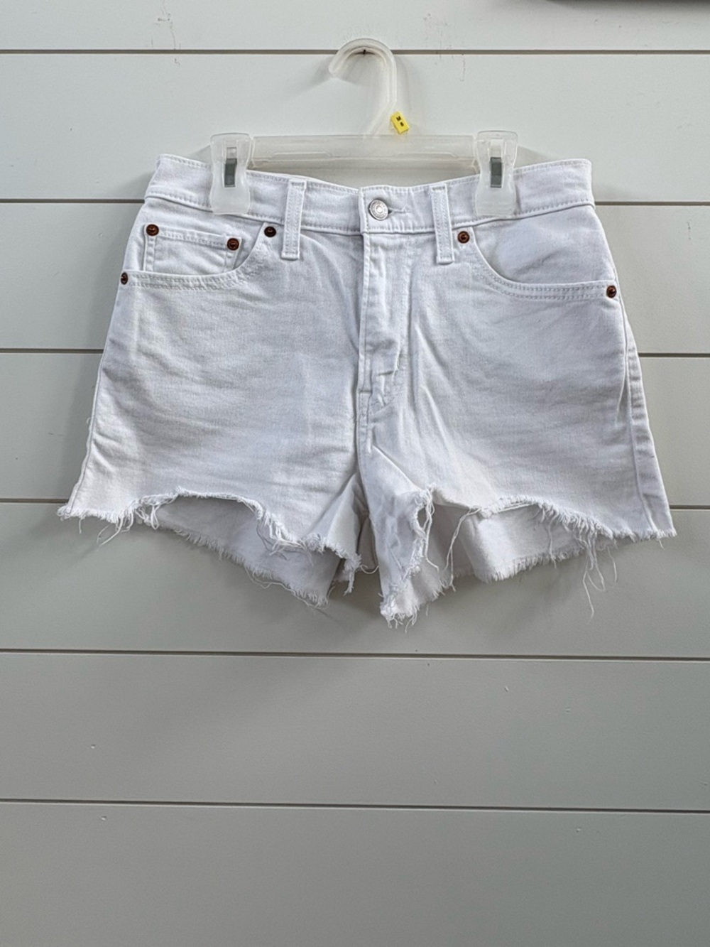 Levi's White Frayed Cutoff Denim Shorts